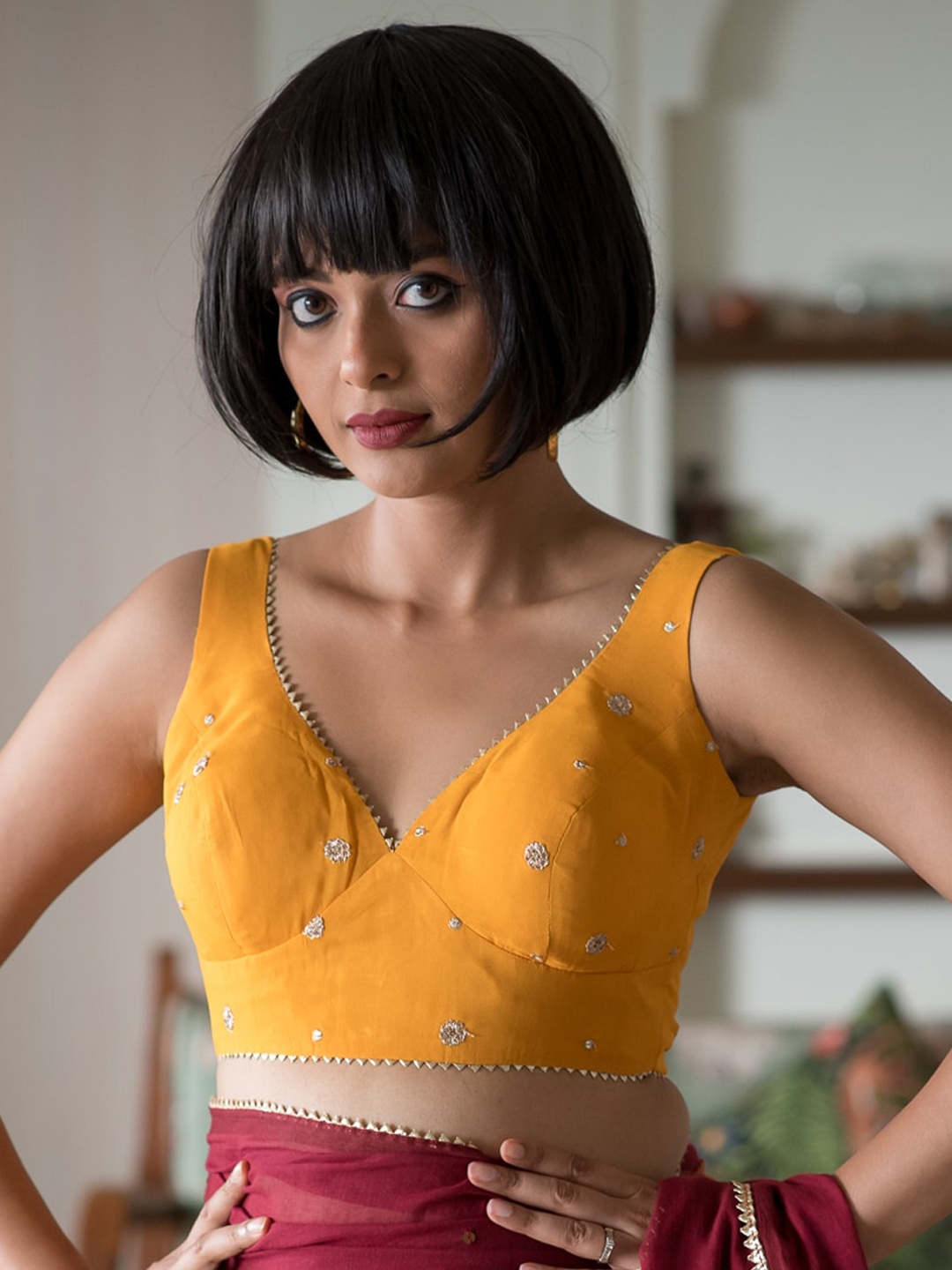 

Suta Embellished Gotta Patti Liva Saree Blouse, Yellow