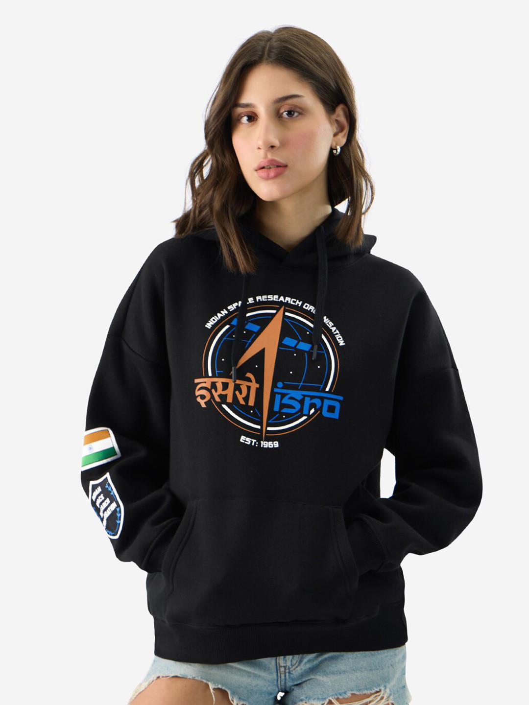 

The Souled Store Graphic Printed Hooded Cotton Sweatshirt, Black