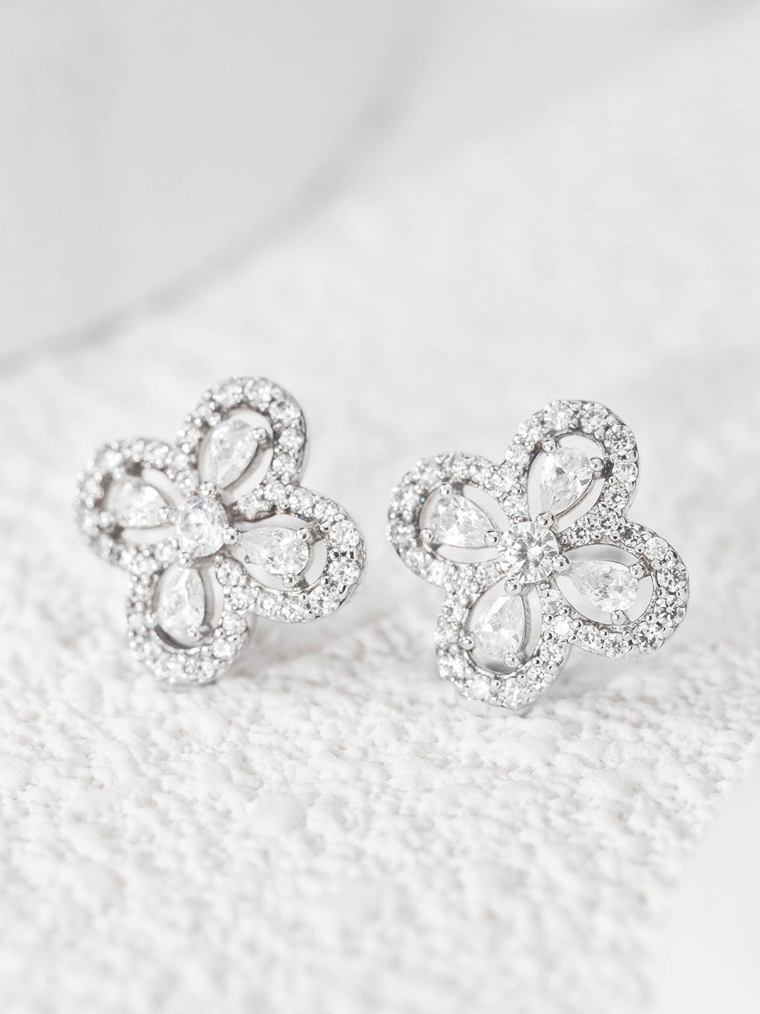 

MISS JO 92.5 Silver-Plated Contemporary Studs Earrings