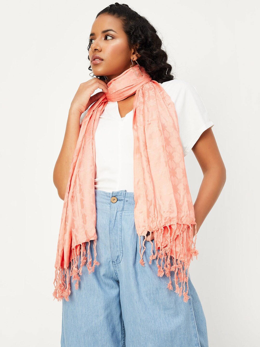 

max Self Design Scarf, Orange