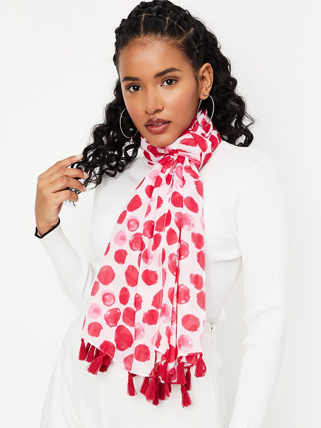

max Abstract Printed Scarf, White