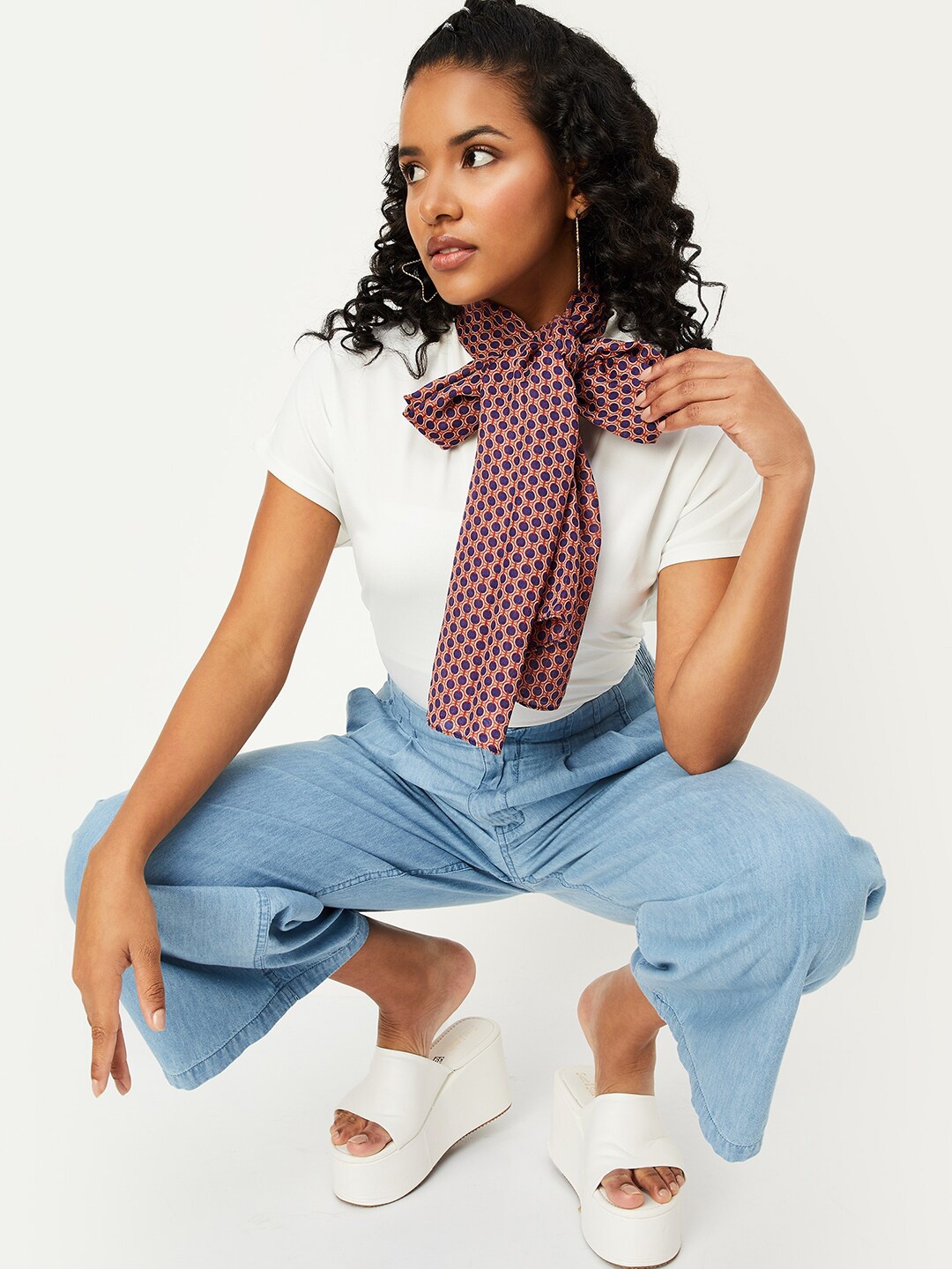 

max Geometric Printed Scarf, Blue