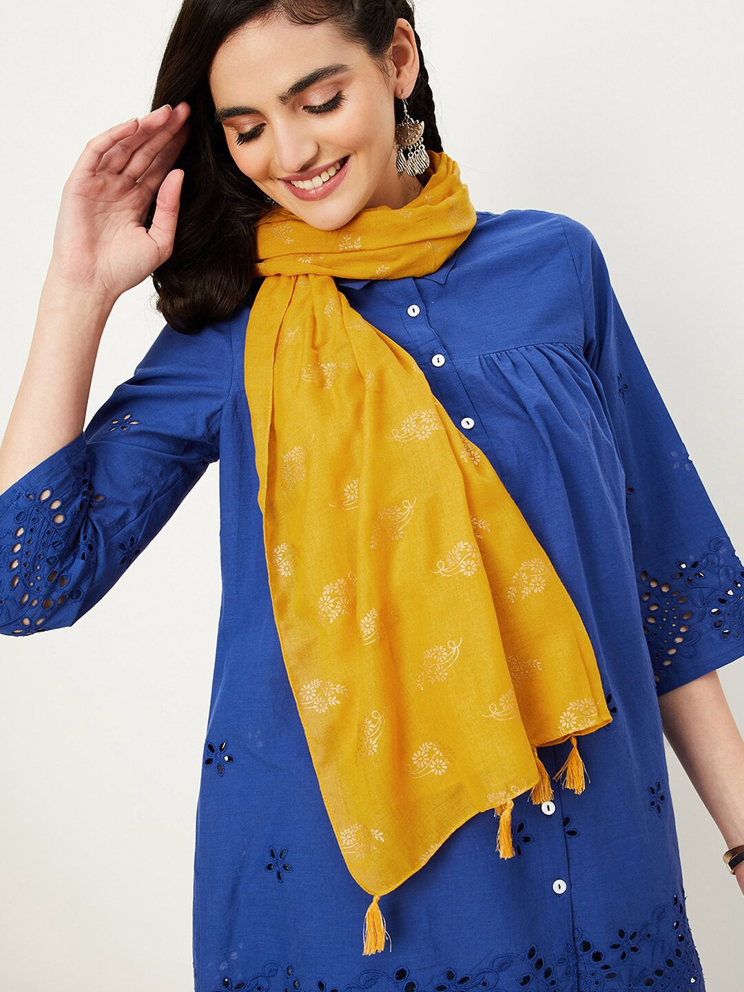 

max Floral Printed Scarf, Yellow