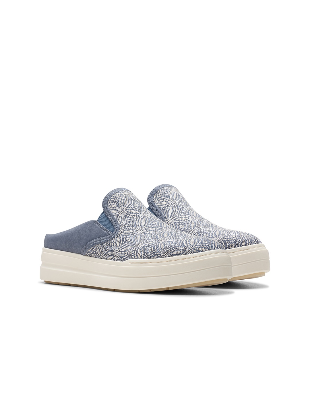 

Clarks Women Printed Round Toe Textile Mule Sneakers, Blue