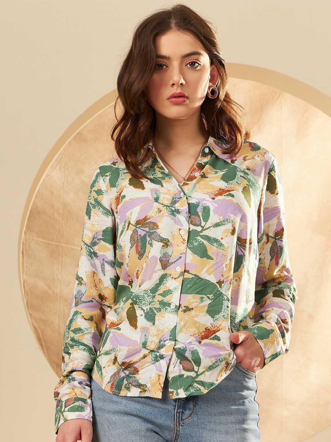 

DENNISON Smart Floral Printed Casual Shirt, White