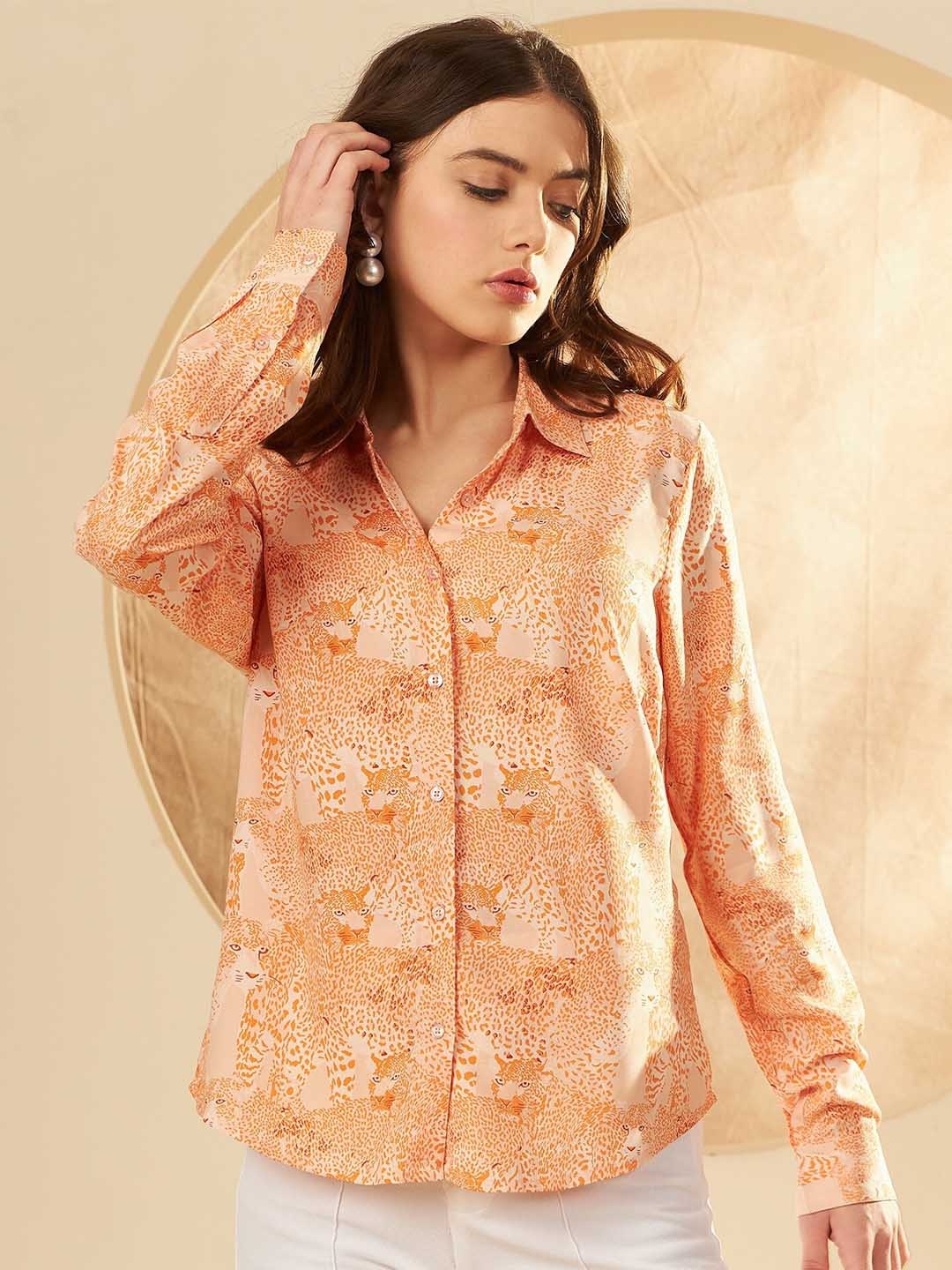

DENNISON Smart Abstract Printed Casual Shirt, Orange