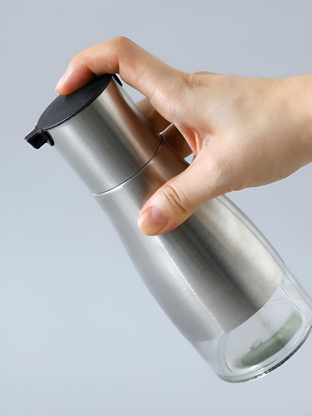 

Kuber Industries Black & Silver Toned Stainless Steel Oil Dispenser 350 ml