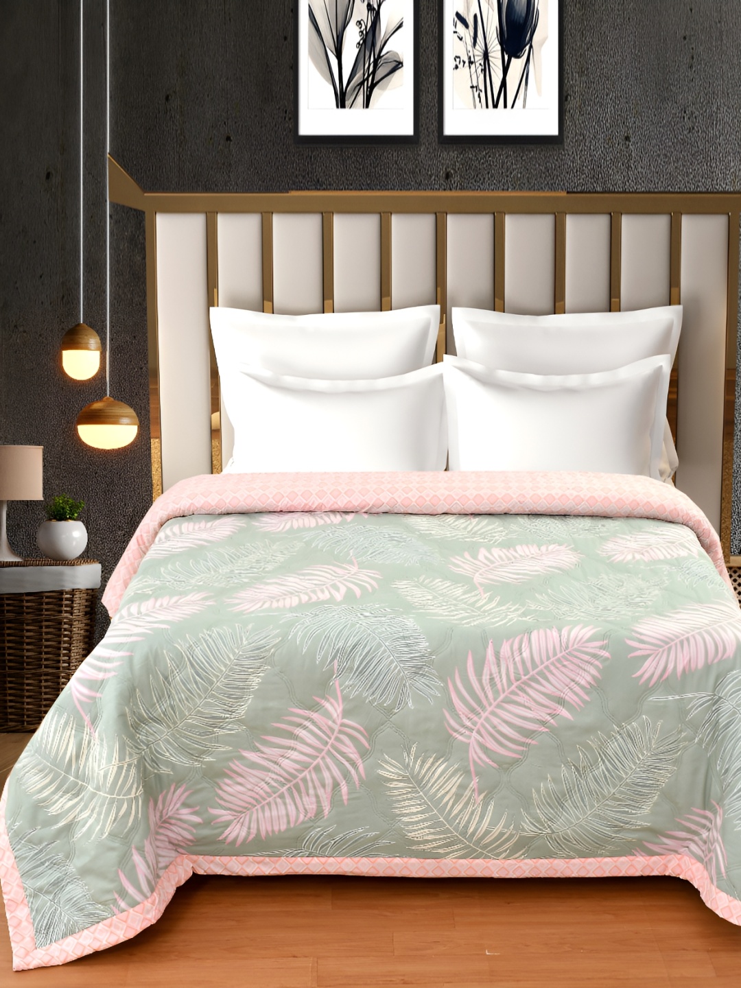 

FINE TEX WORLD Pink & Green AC Room Double Bed Comforter
