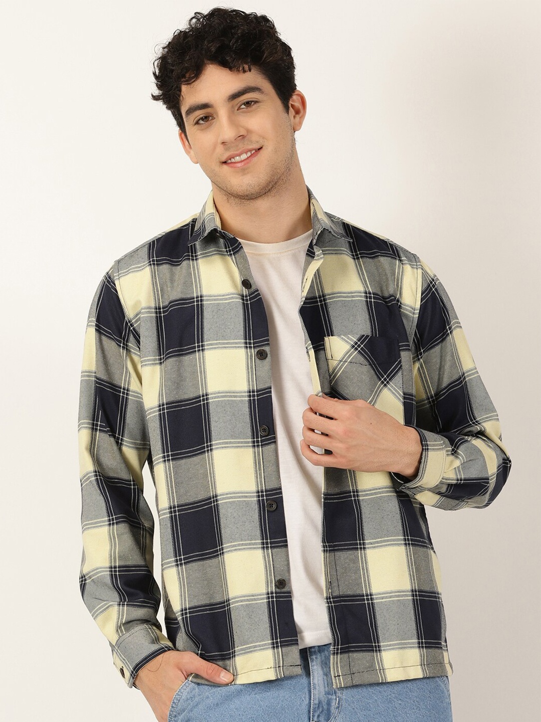 

HERE&NOW Smart Tartan Checked Casual Shirt, Beige