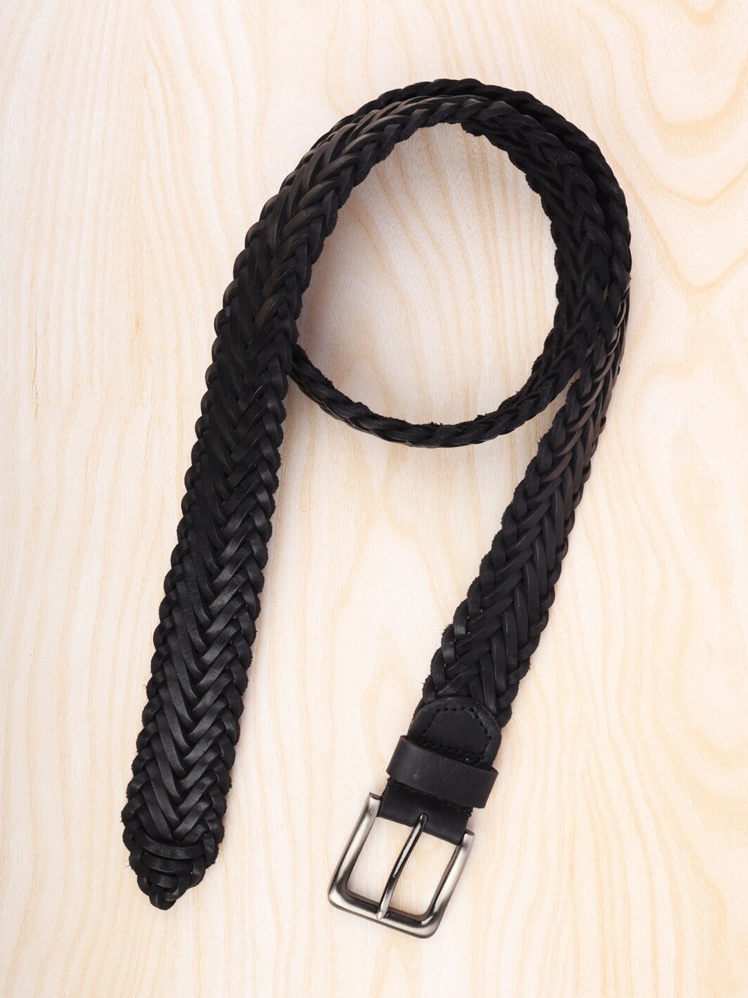 

REDHORNS Men Braided Leather Belt, Black