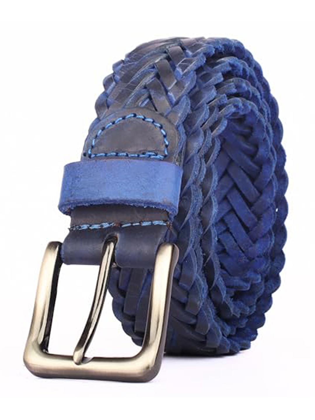 

REDHORNS Men Braided Leather Belt, Blue