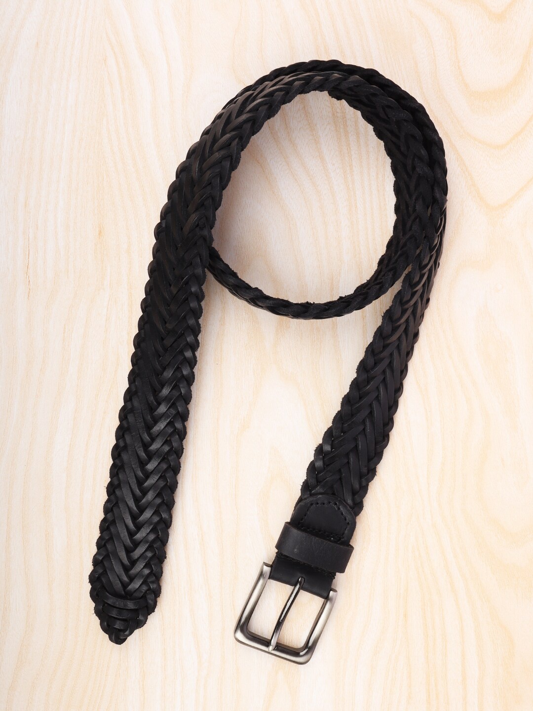 

REDHORNS Men Braided Leather Belt, Black