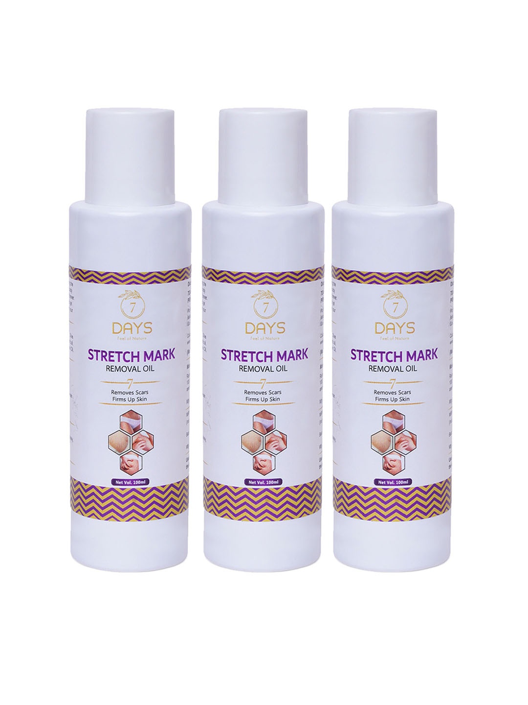 

7 DAYS 3-Pcs Stretch Mark Removal Oil With Vitamin E - 100ml Each, White