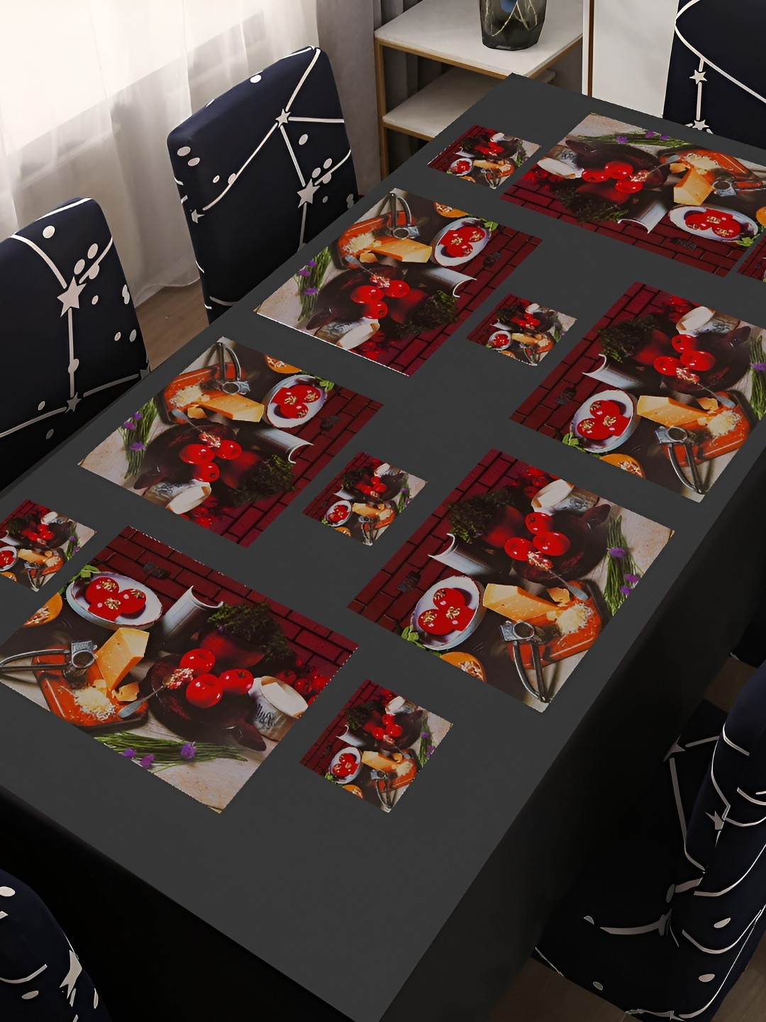 

REVEXO Red 6 Pieces Printed Waterproof & Washable Table Placemats