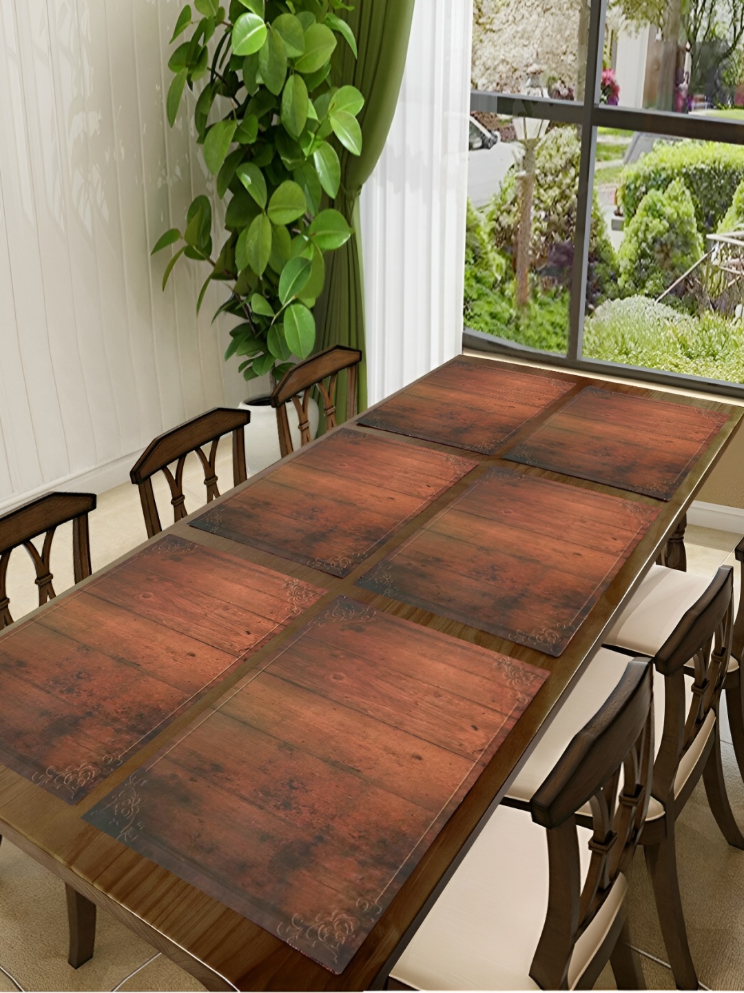 

REVEXO Brown 6 Pieces Printed Table Placemats