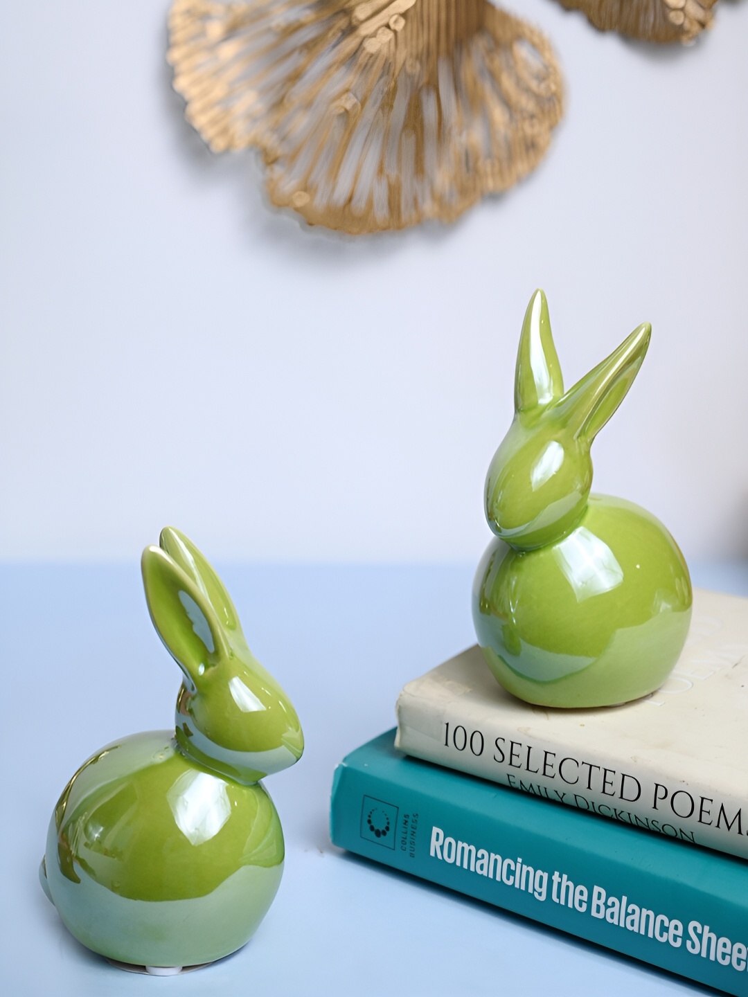 

MARKET99 Green 2 Pieces Ceramic Figurine Showpieces