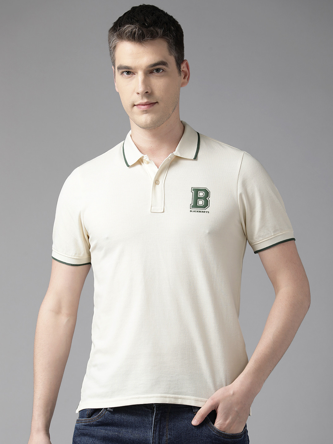 

Blackberrys Polo Collar Slim Fit T-shirt, Off white