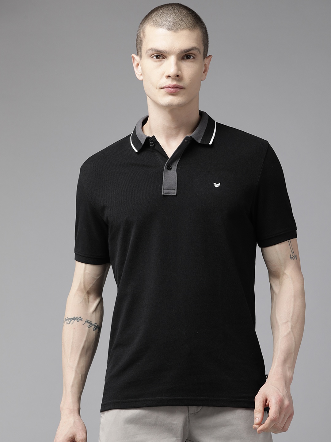 

Blackberrys Men Polo Collar Slim Fit T-shirt, Black