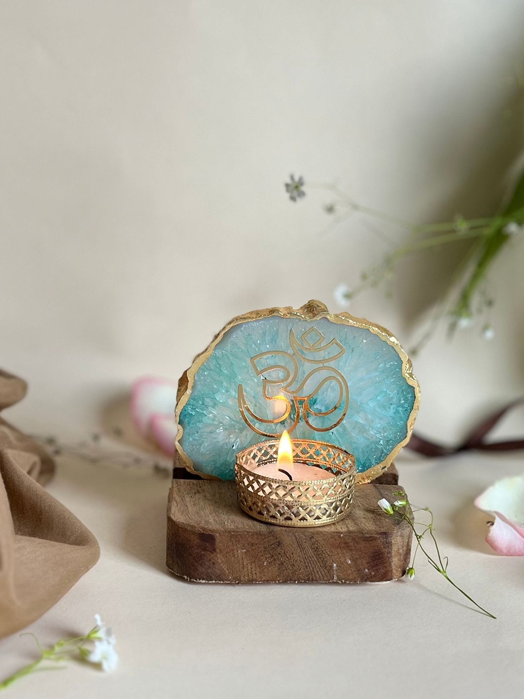 

HOMEARTE Blue Stoneware Tea Light Candle Holders