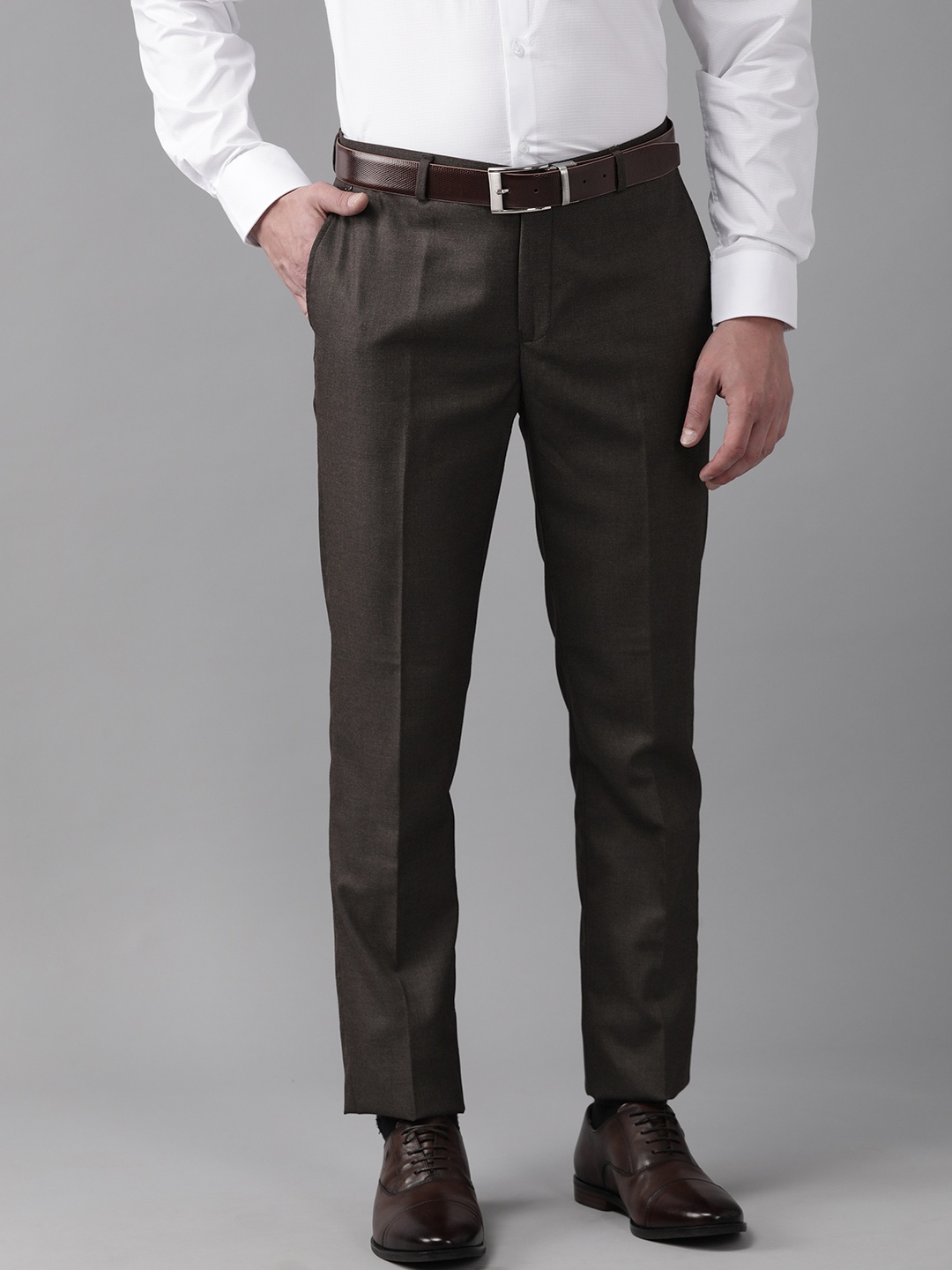 

Blackberrys Men B-91 Slim Fit Formal Trousers, Coffee brown