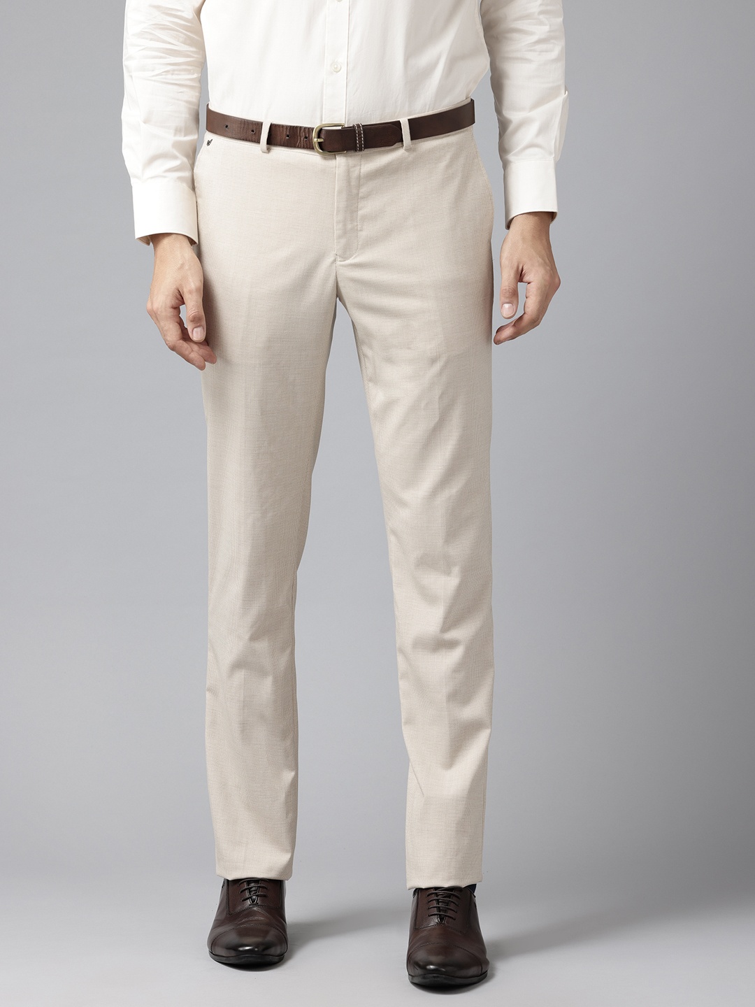 

Blackberrys Men Slim Fit Formal Trousers, Beige
