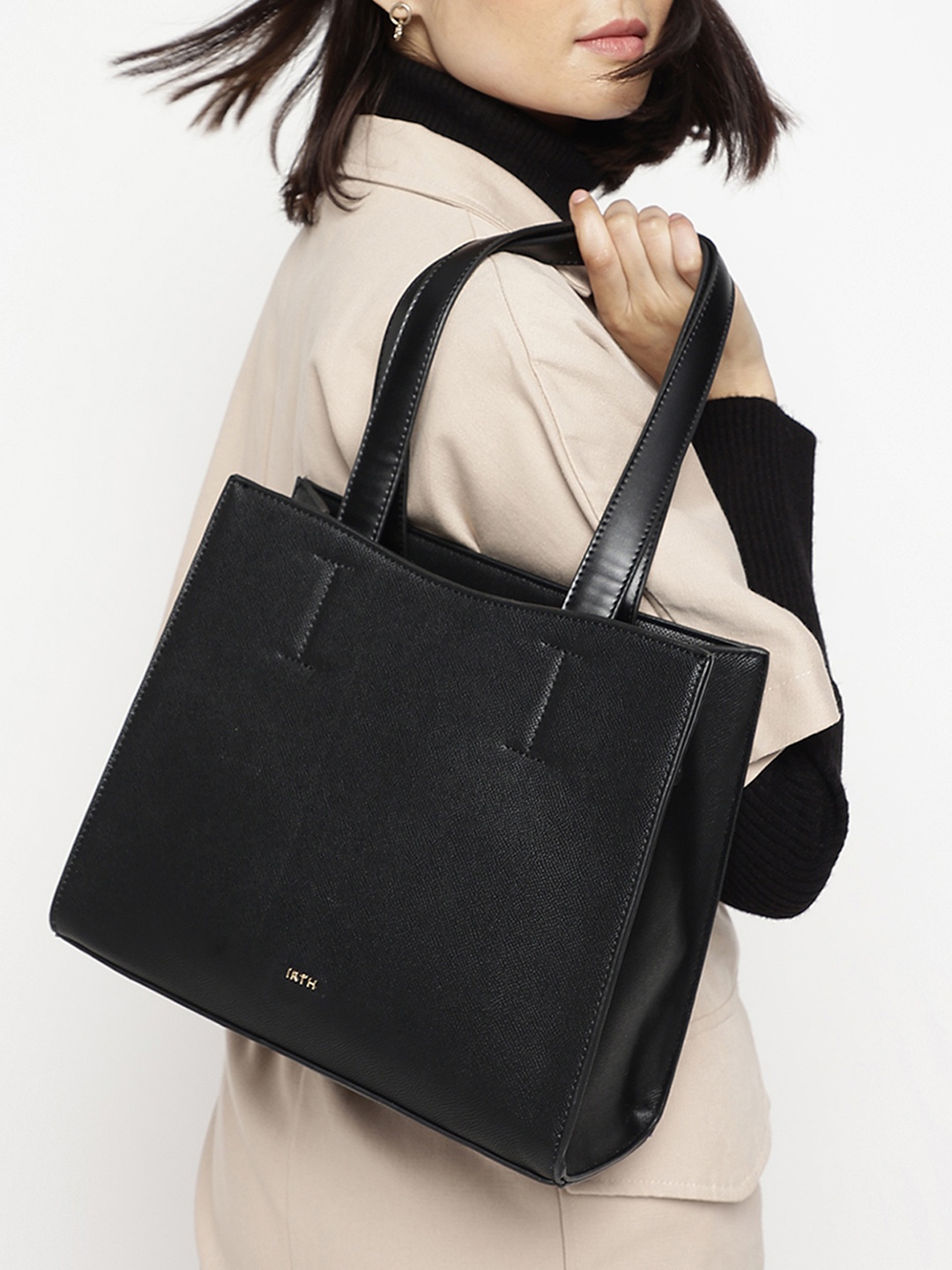 IRTH Structured Shoulder Bag, Black