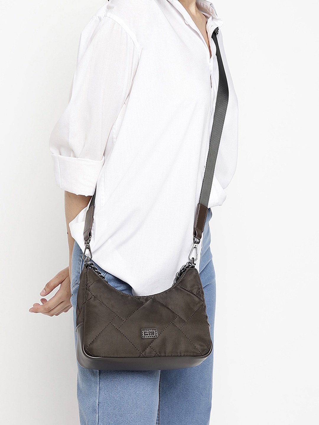 

IRTH Solid Quilted Structured Handheld Bag, Olive