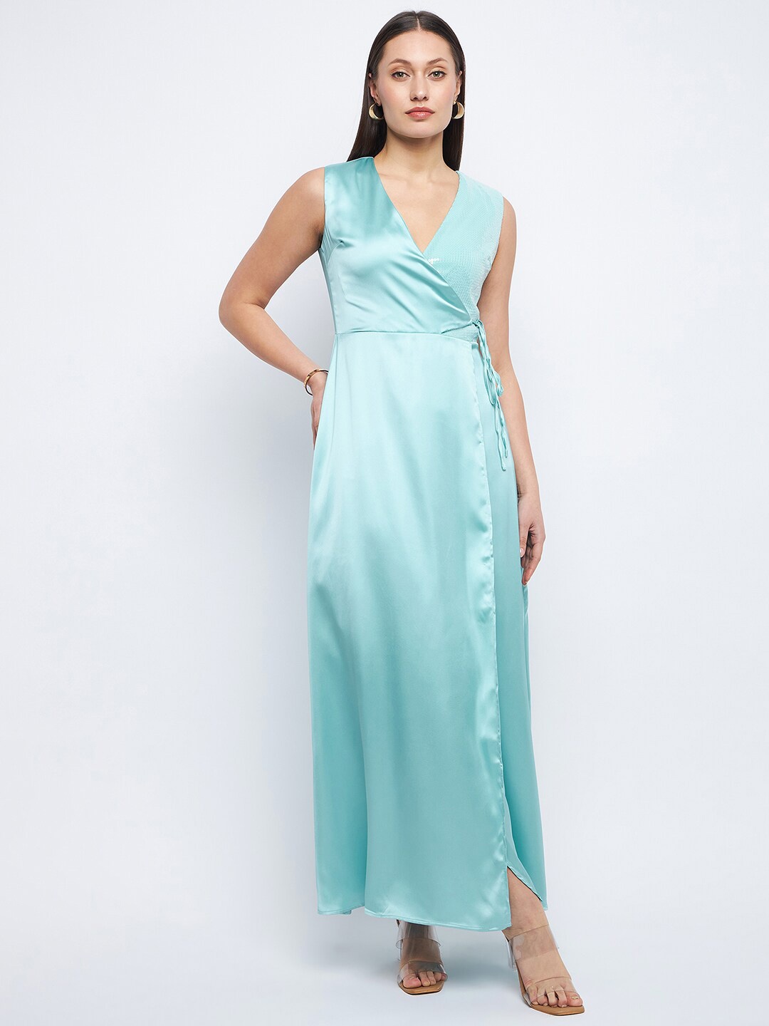 

Madame Sequined Satin Maxi Dress, Blue