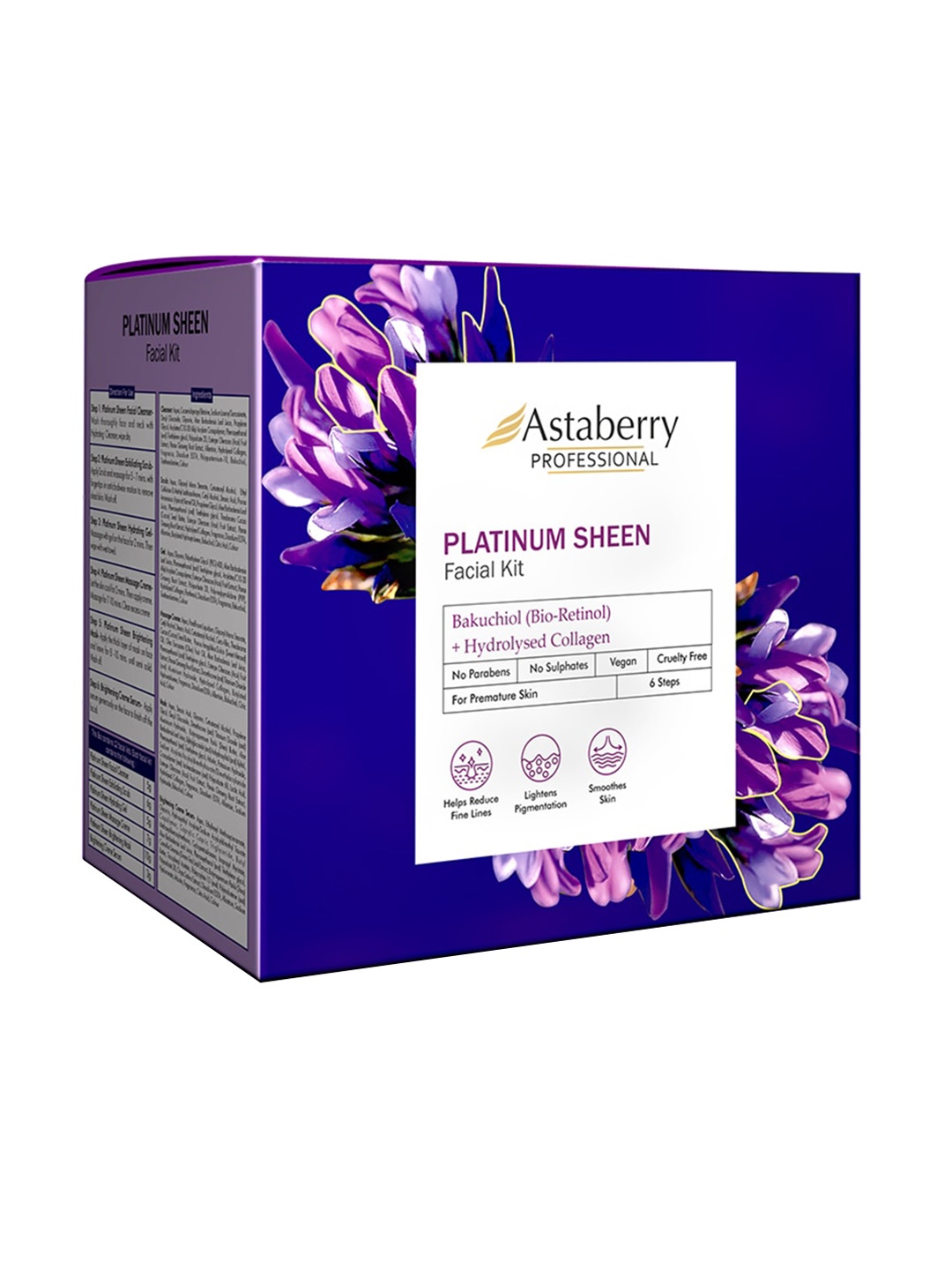 

Astaberry Professional Platinum Sheen Facial Kit with Bakuchiol & Hydrolysed Collagen-432g, Purple