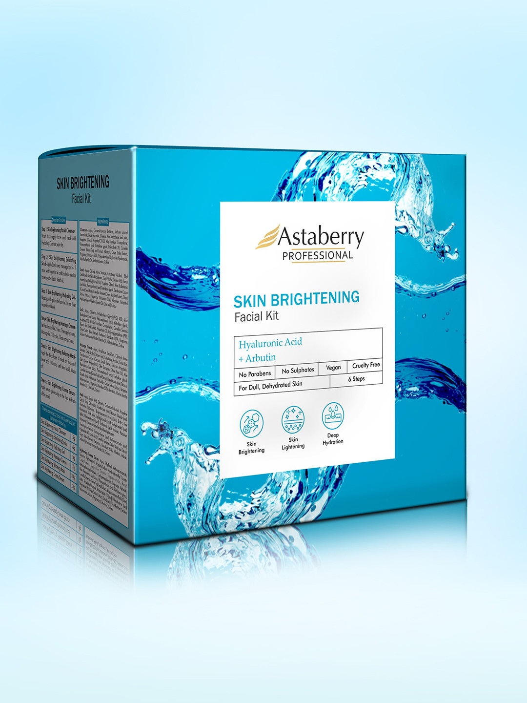 

Astaberry Professional Skin Brightening Facial Kit with Hyaluronic Acid & Arbutin-432g, Blue