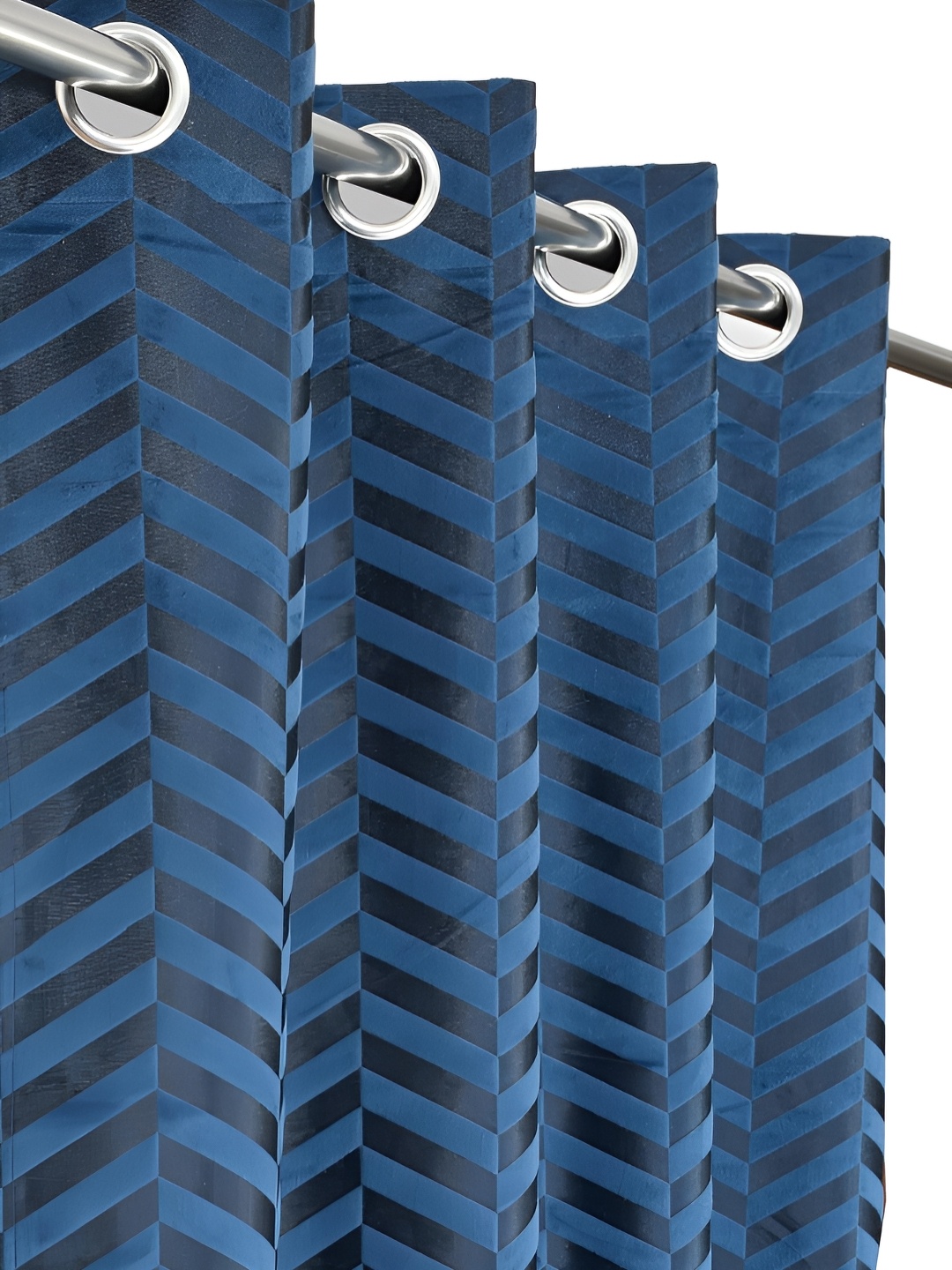 

HOMECRUST Navy Blue 2 Pieces Geometric Velvet Room Darkening Long Door Curtain