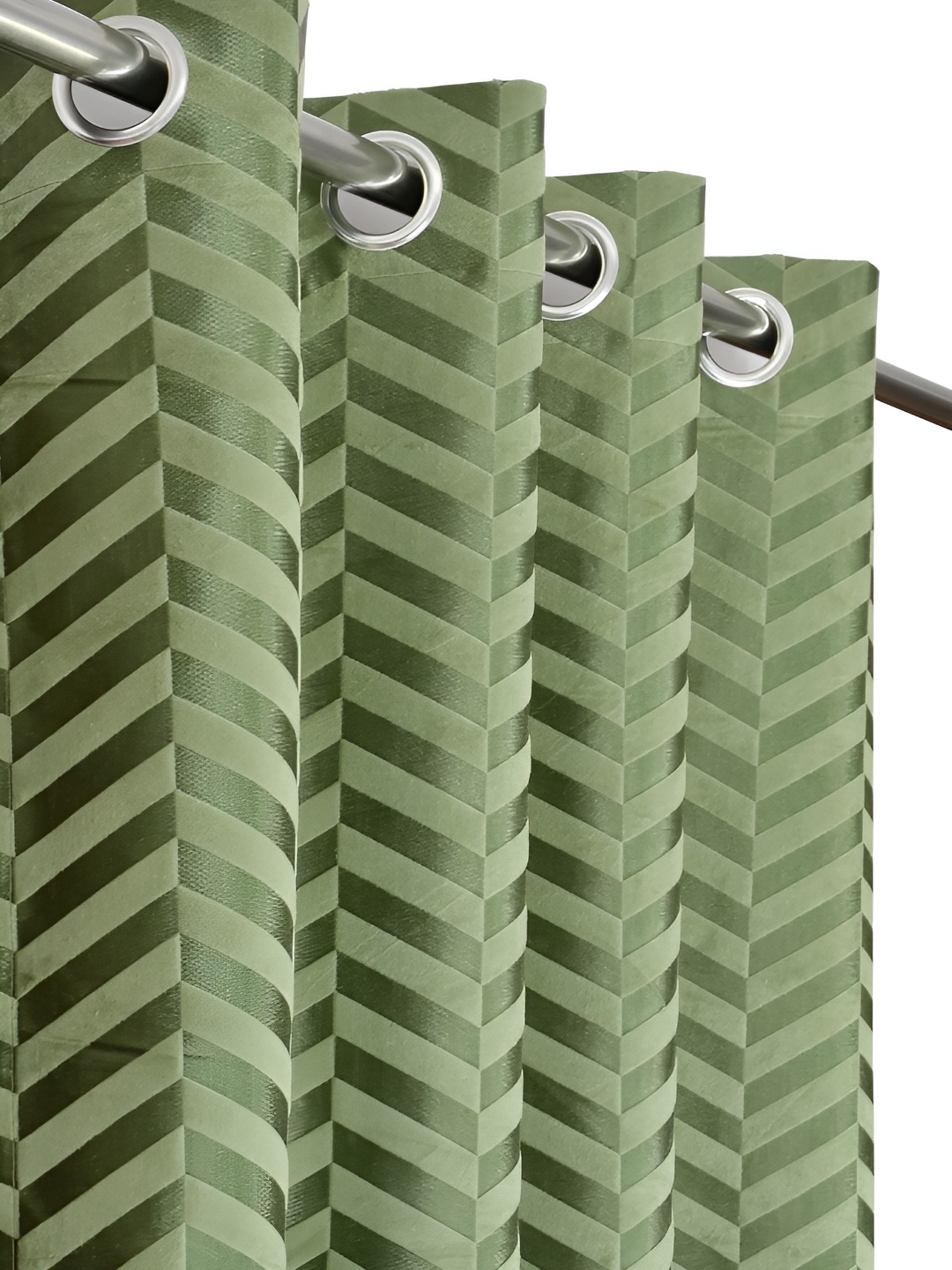 

HOMECRUST Green 2 Pieces Geometric Velvet Room Darkening Door Curtain