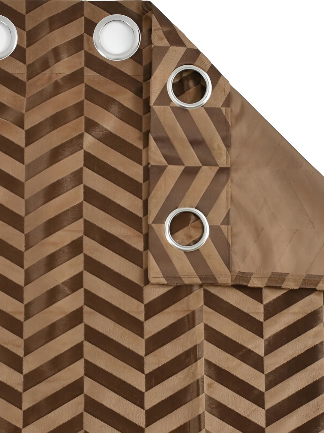 

HOMECRUST Camel Brown 2 Pieces Geometric Room Darkening Door Curtain