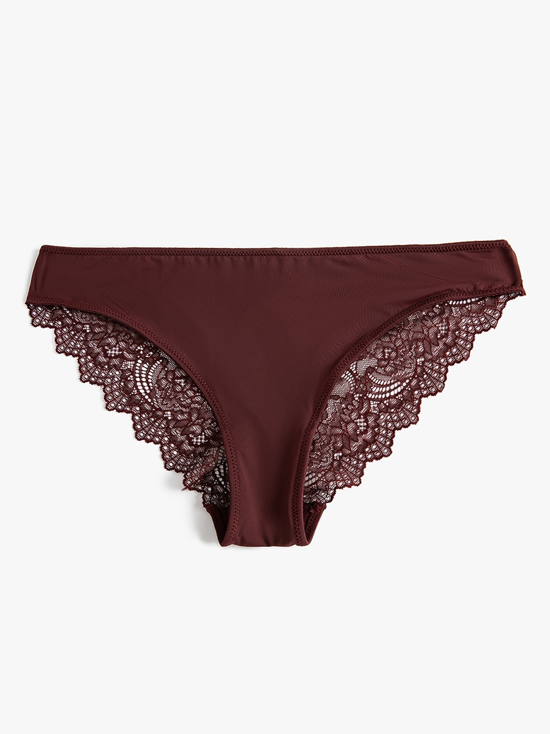 

Koton Women Lace Detail Basic Briefs, Maroon