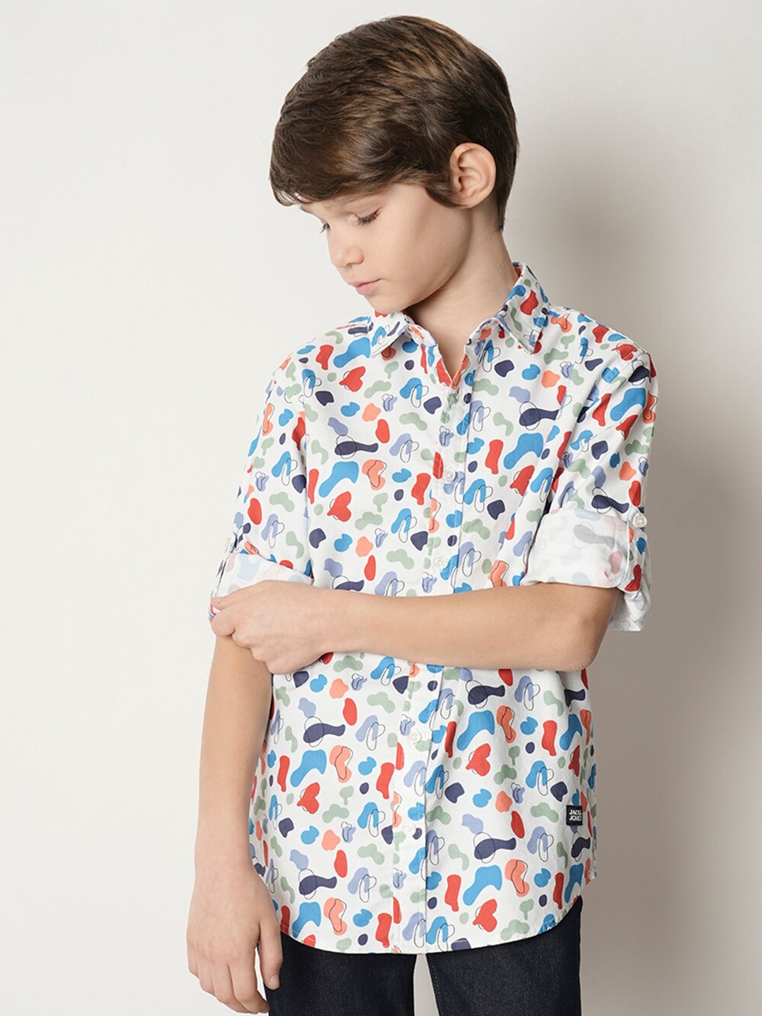 

Jack & Jones Junior Boys Printed Pure Cotton Casual Shirt, White