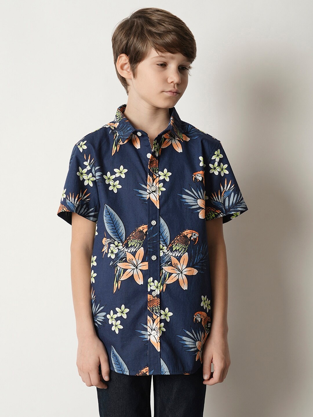

Jack & Jones Junior Boys Floral Printed Pure Cotton Casual Shirt, Blue