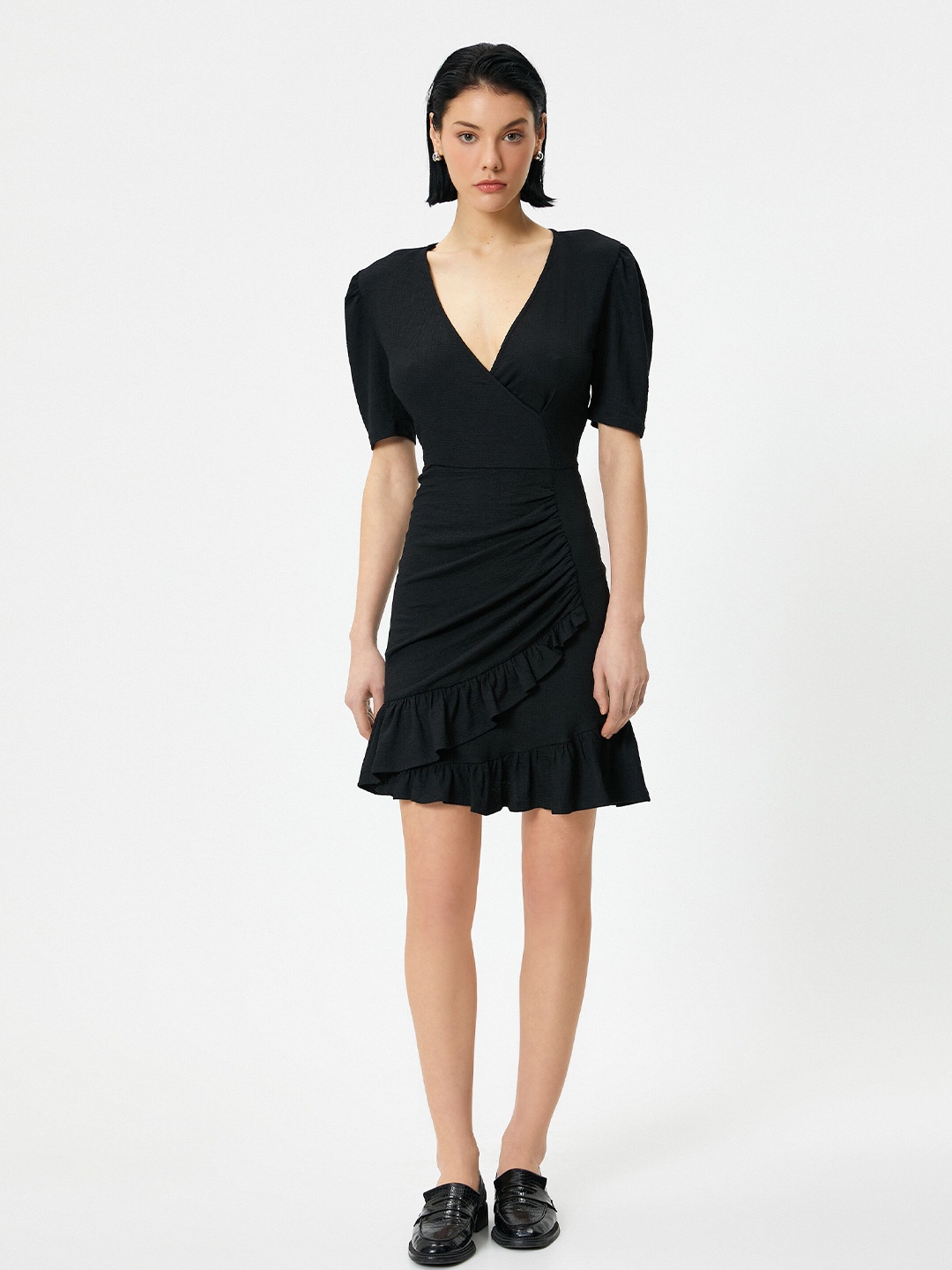 

Koton V-Neck Wrap Dress, Black