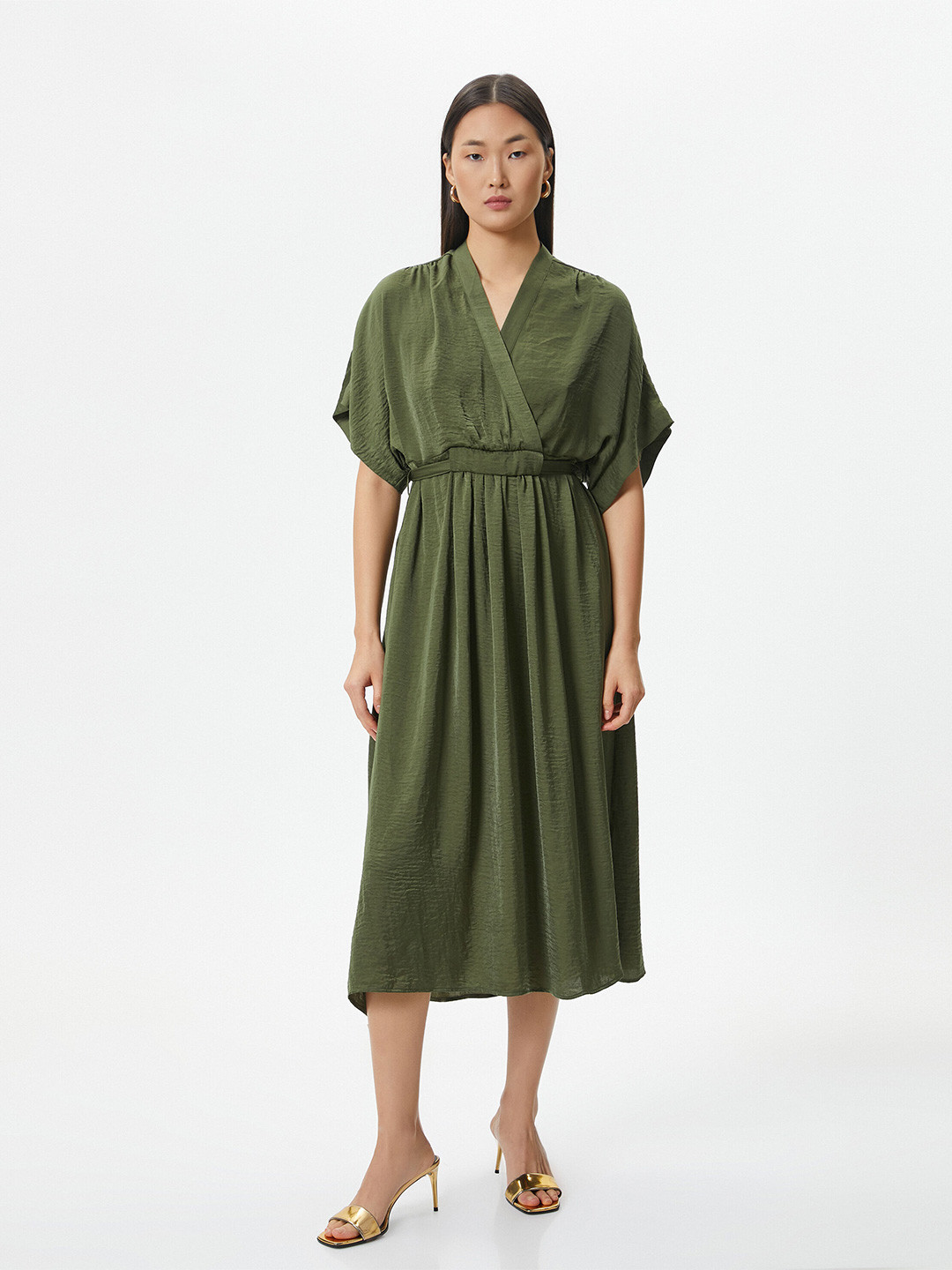 

Koton Extended Sleeves A-Line Dress, Olive