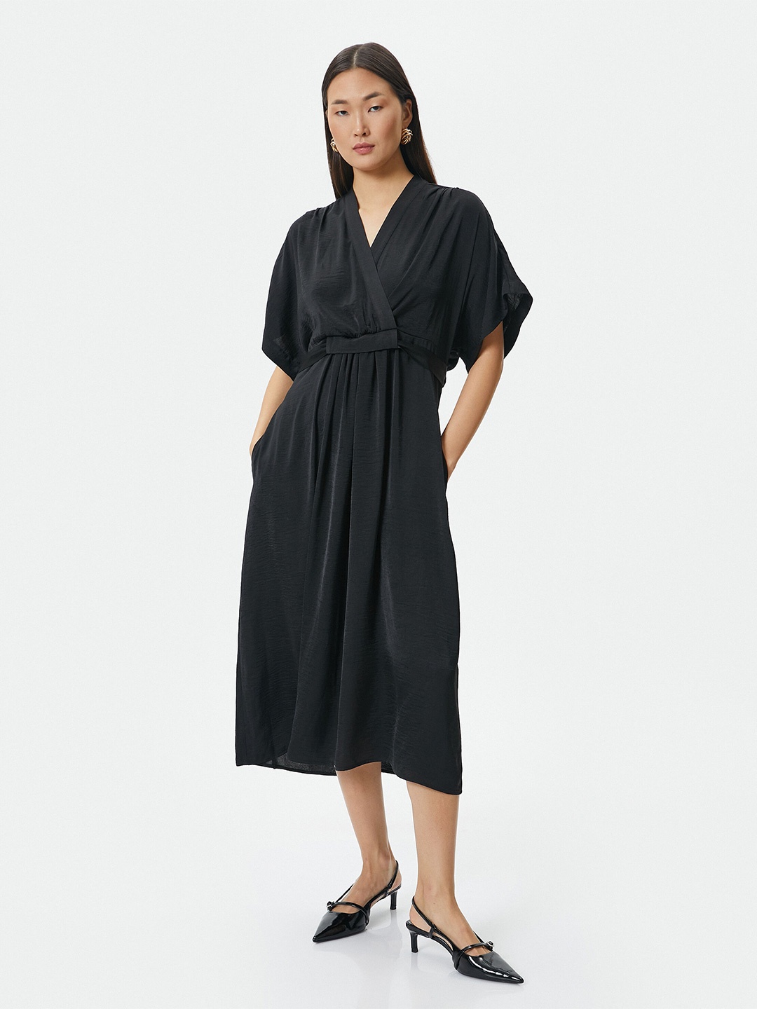 

Koton Extended Sleeves A-Line Dress, Black