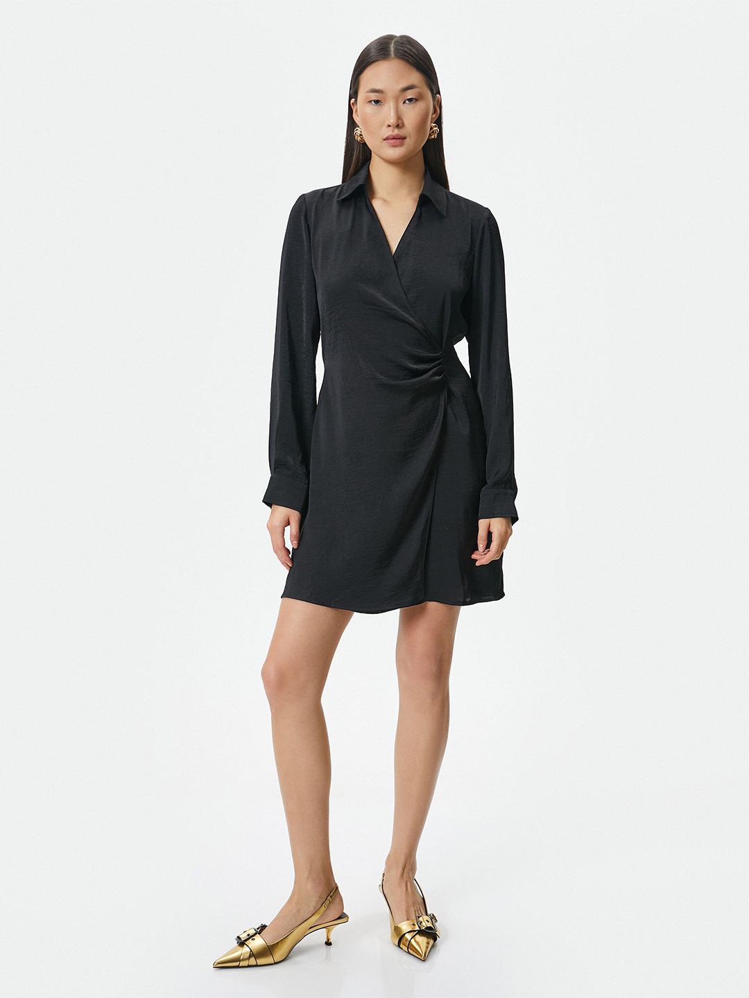 

Koton V-Neck Fit & Flare Dress, Black