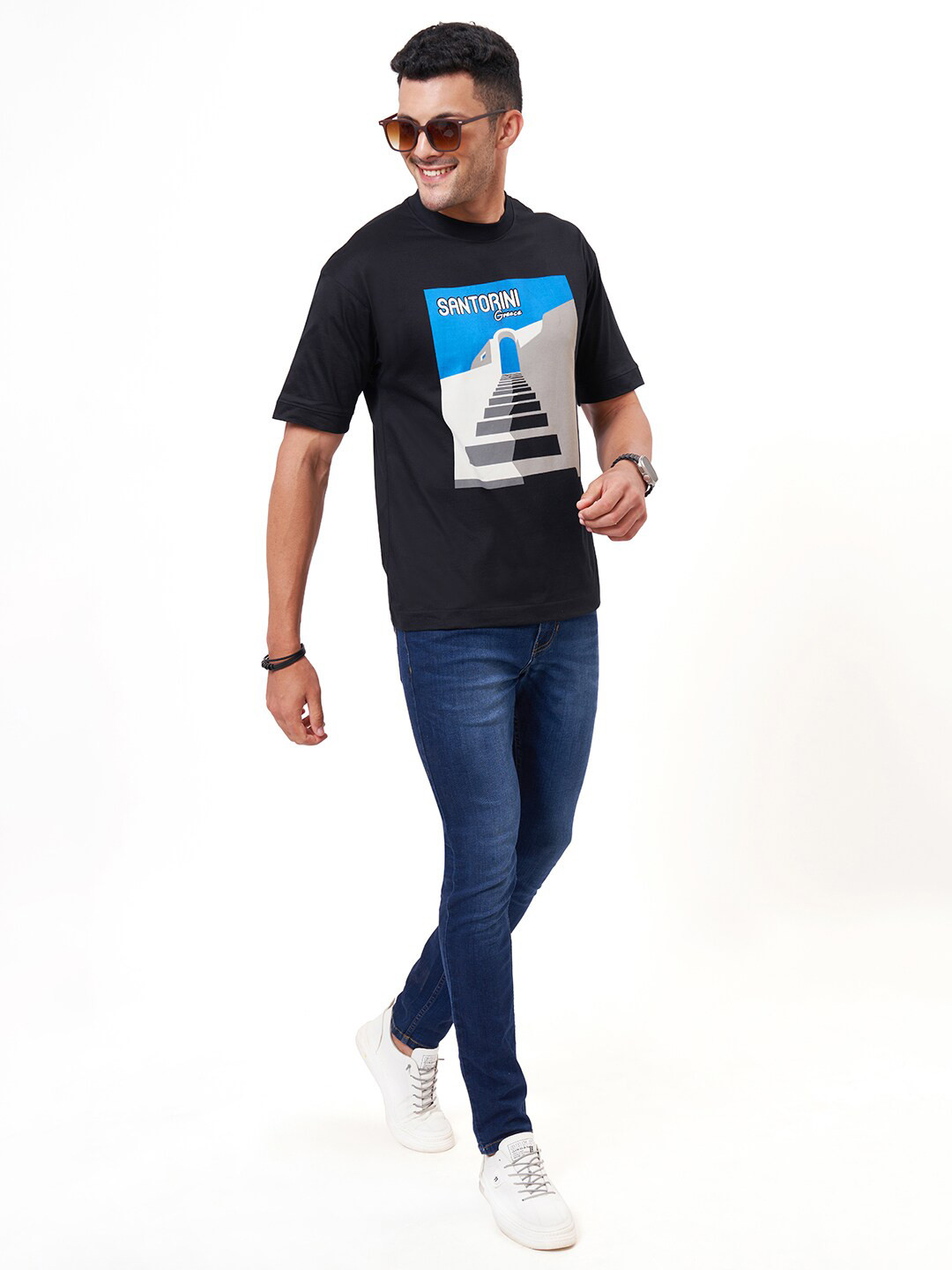 

ZU Printed Round Neck Cotton T-shirt, Black