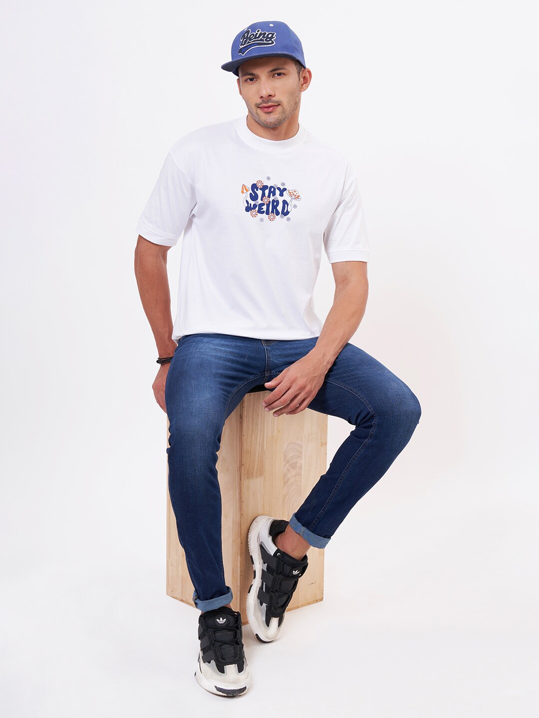 

ZU Printed Round Neck Cotton T-shirt, White