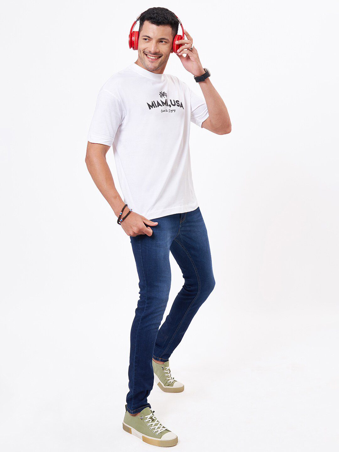 

ZU Graphic Printed Oversized Cotton T-shirt, White