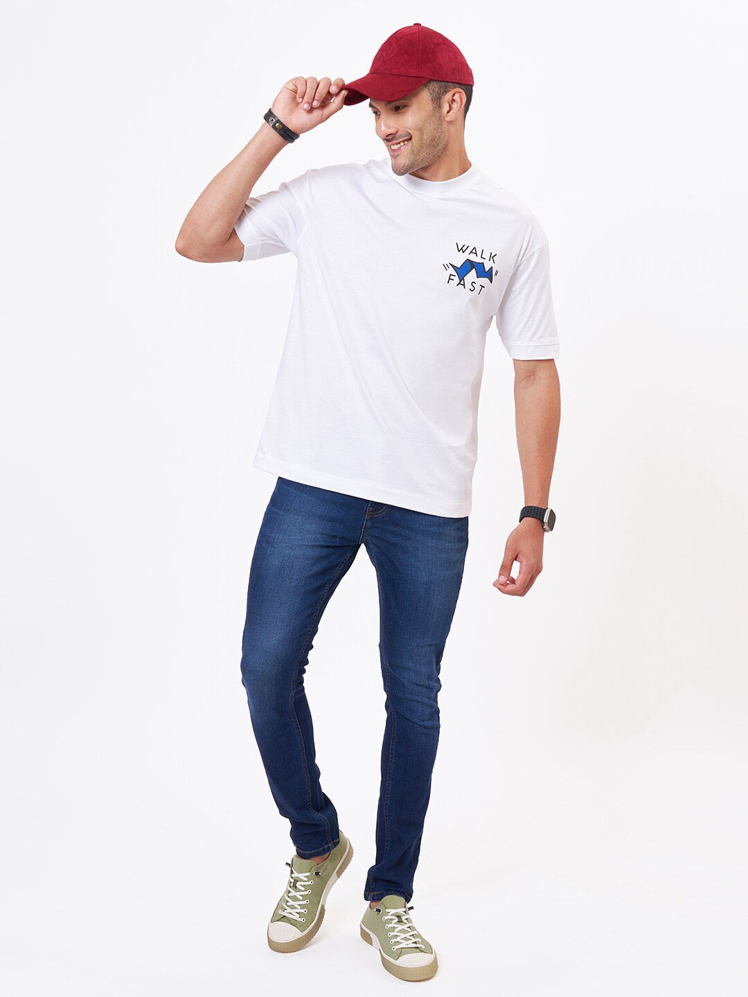 

ZU Graphic Printed Oversized Cotton T-shirt, White