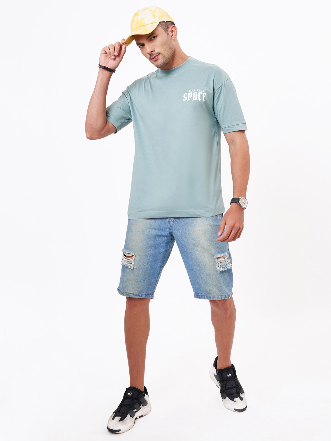

ZU Graphic Printed Oversized Cotton T-shirt, Green