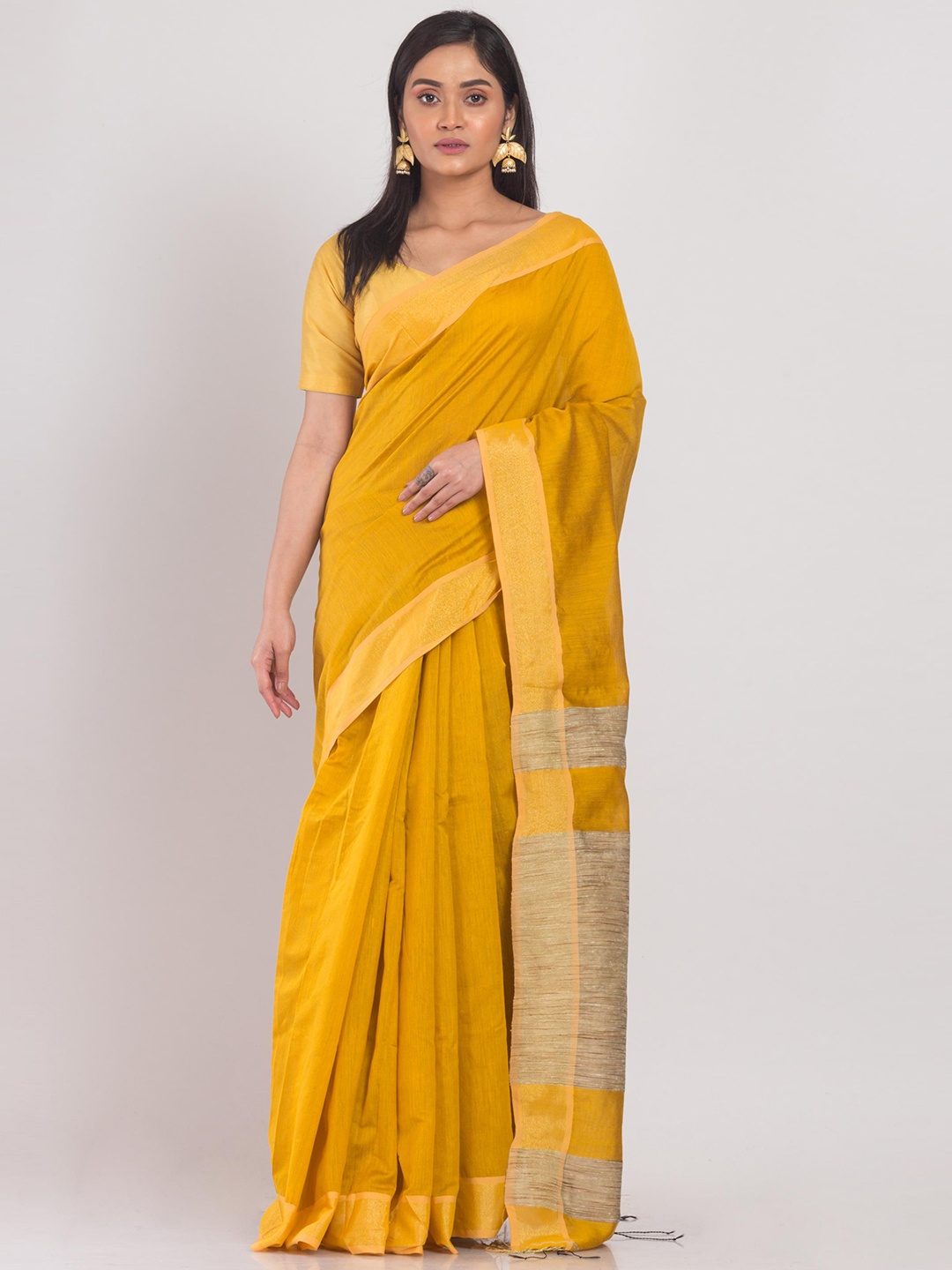

Angoshobha Woven Design Silk Cotton Saree, Yellow