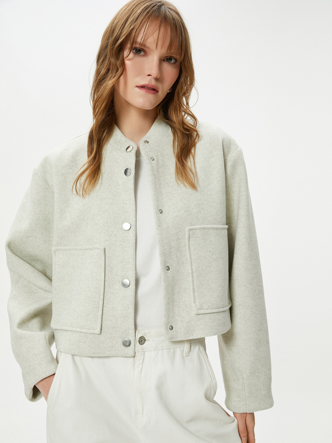 

Koton Mock Collar Tailored Jacket, Grey