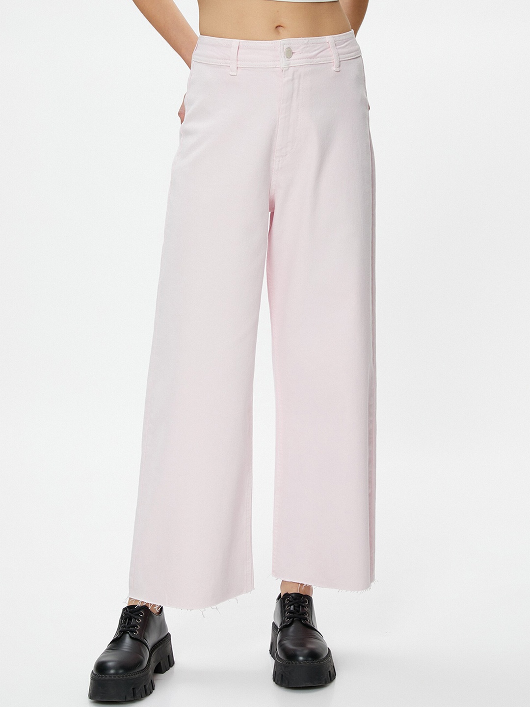 

Koton Women Mid-Rise Clean Look Mildly Distressed Stretchable Jeans, Pink