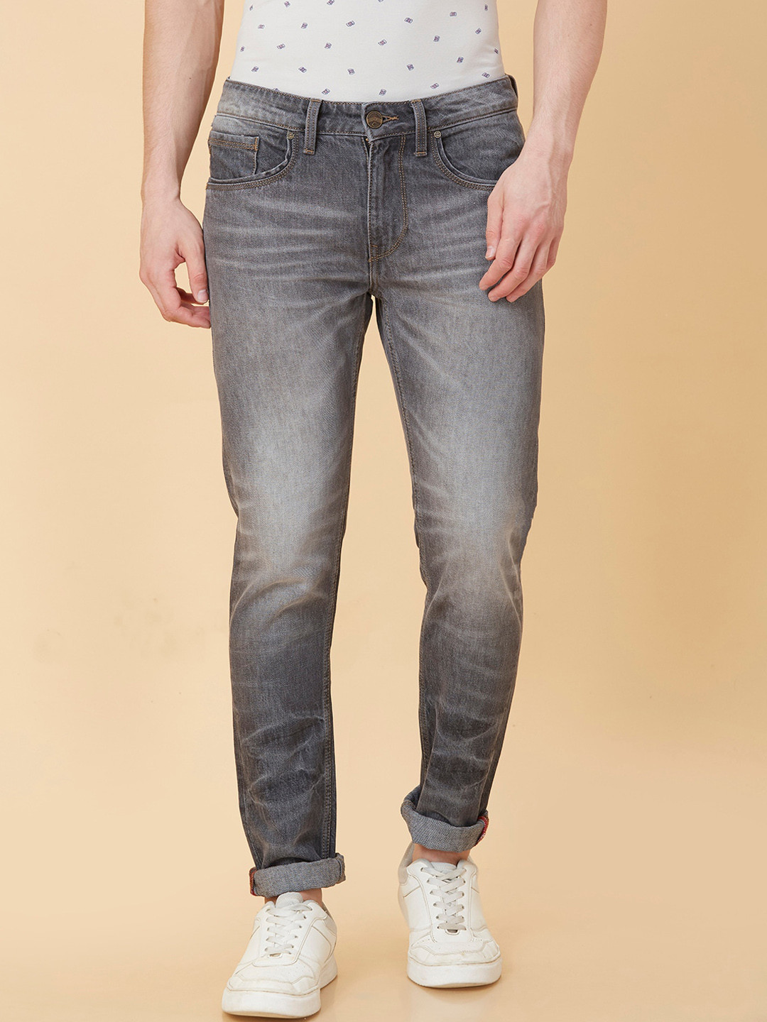 

Being Human Men Slim Fit Clean Look Stretchable Heavy Fade Jeans, Grey
