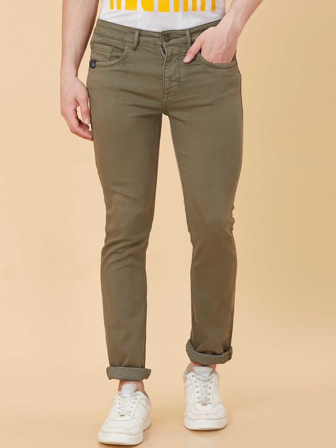 

Being Human Men Slim Fit Clean Look Stretchable Jeans, Olive